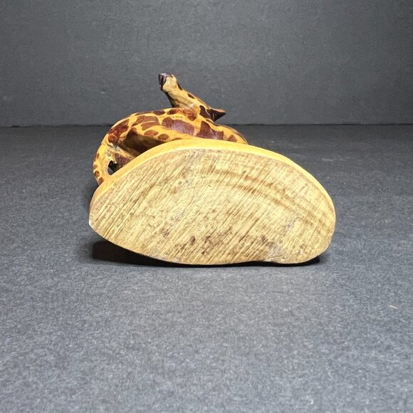 Vintage Kenyan Hand-Carved Wooden Giraffe Decor Figure on a Base 8" - Picture 8 of 8